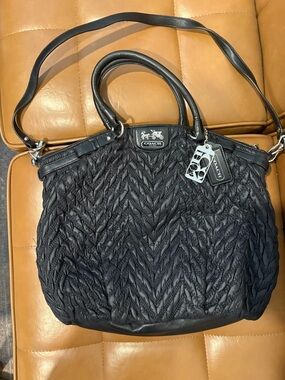 Coach Black Quilted Tote with Dual Handles